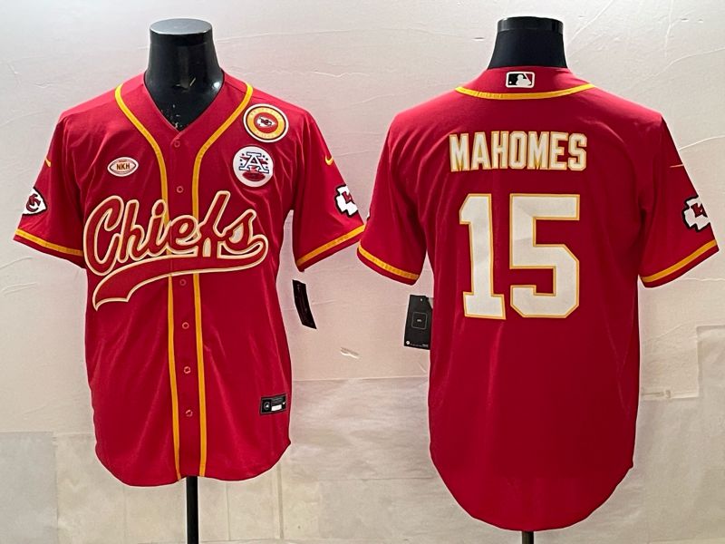 Men 2025 Nike Kansas City Chiefs #15 Mahomes Red 3th generation Joint Name Limited NFL Jersey 006